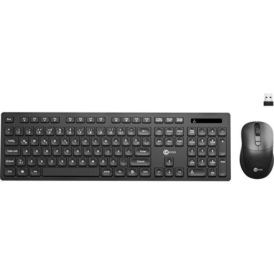 Lenovo Lecoo KW201 Kablosuz Türkçe Q Klavye & Mouse Set Siyah